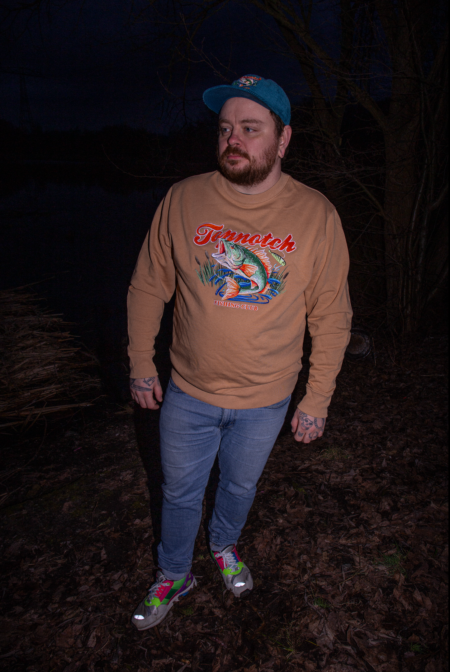 Topnotch Embroidery Fishing Club Sweater Desert