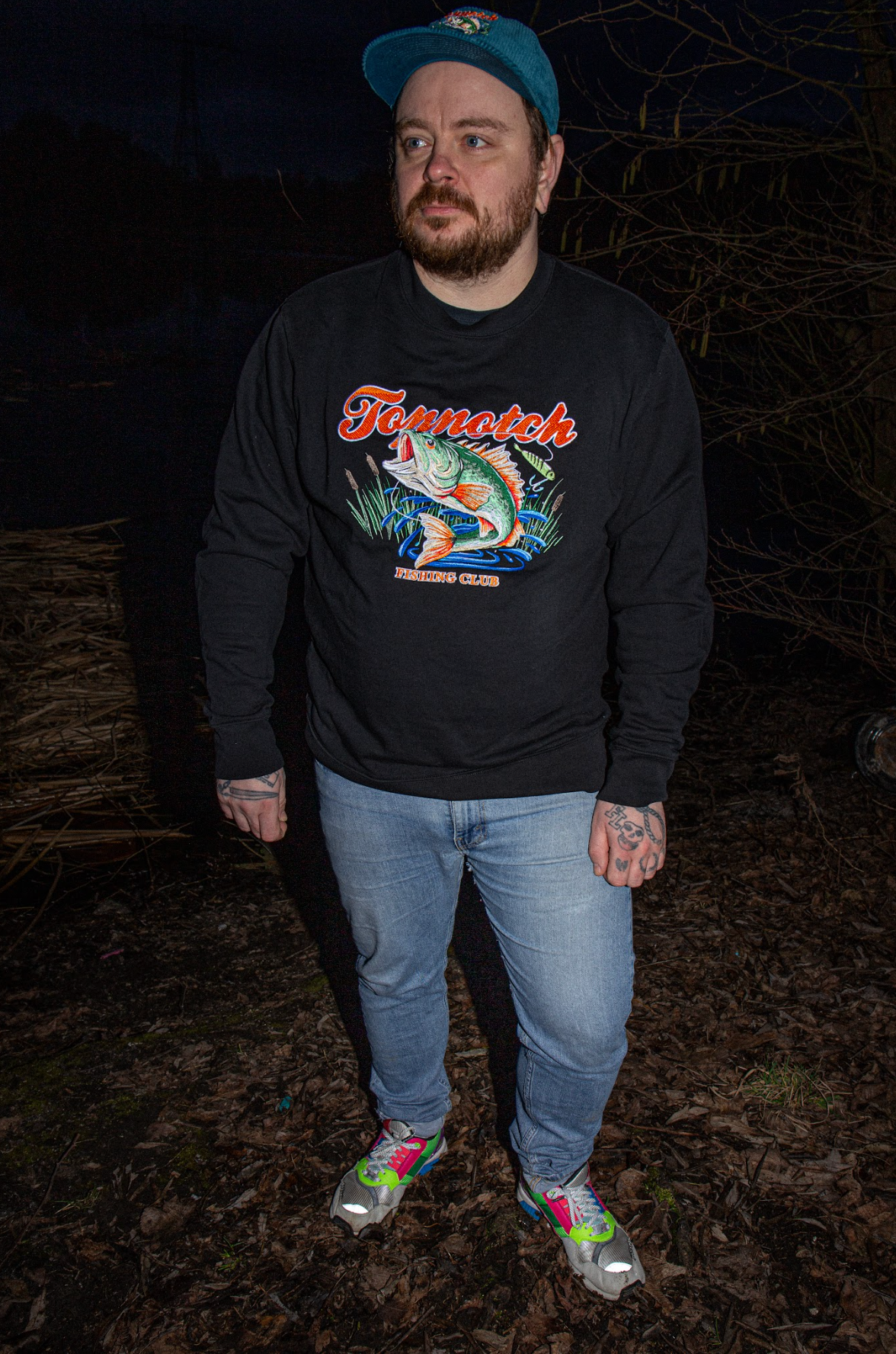 Topnotch Embroidery Fishing Club Sweater Black
