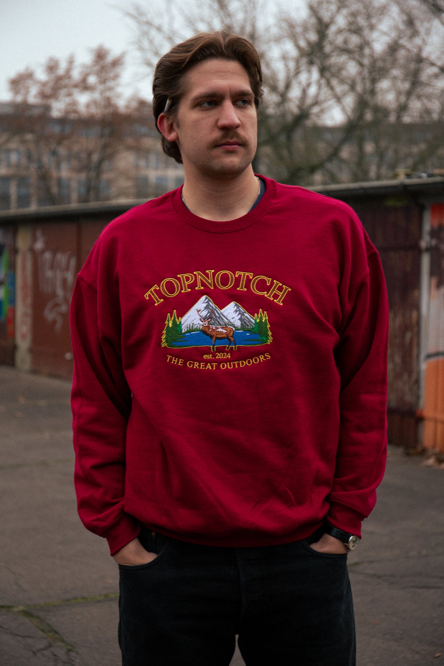 Vintage Sweater Deer Bordeaux