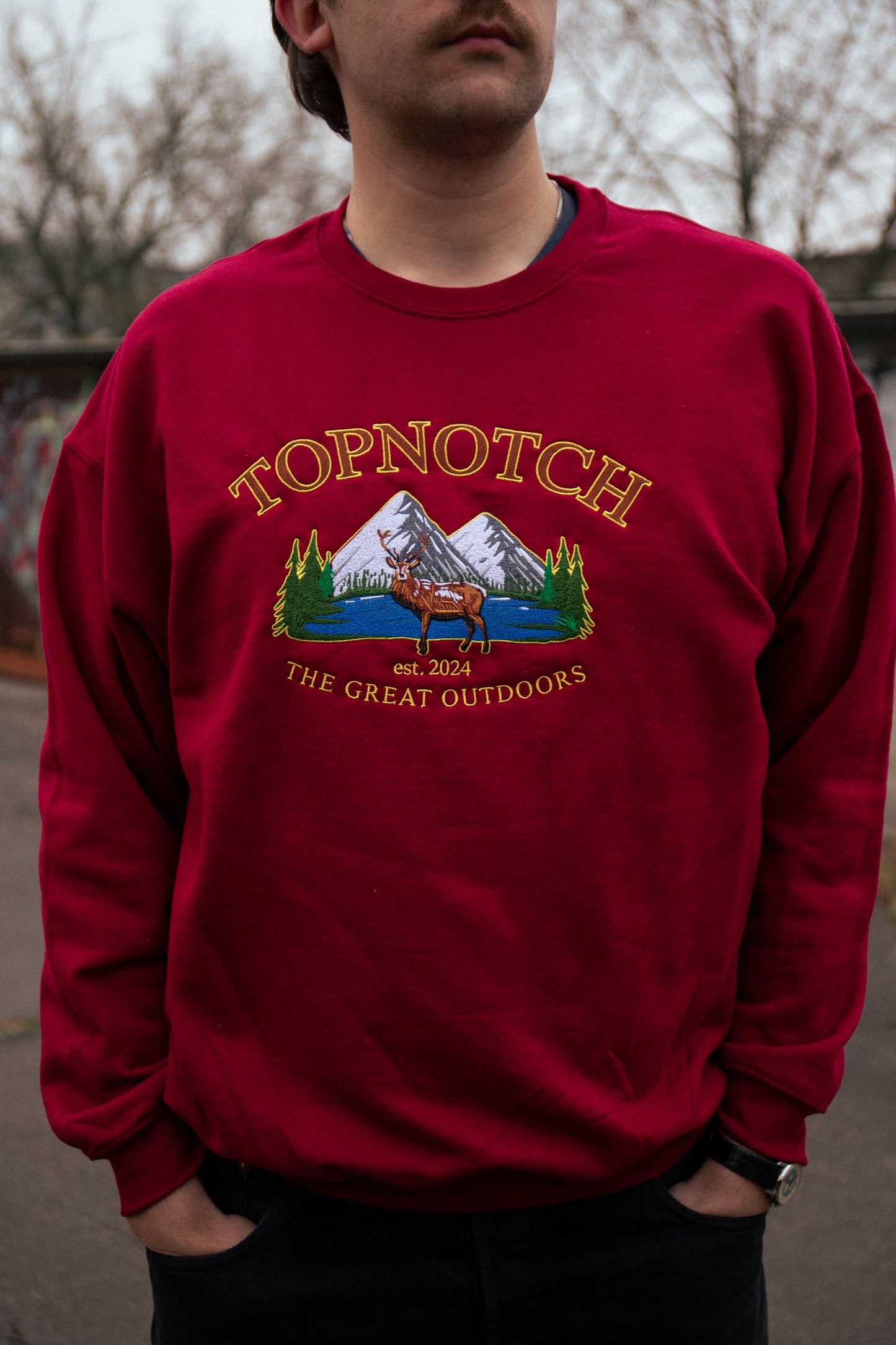 Vintage Sweater Deer Bordeaux