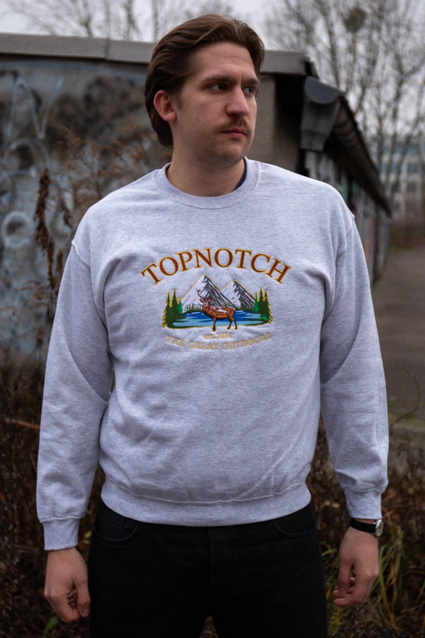 Vintage Sweater Deer Light Grey