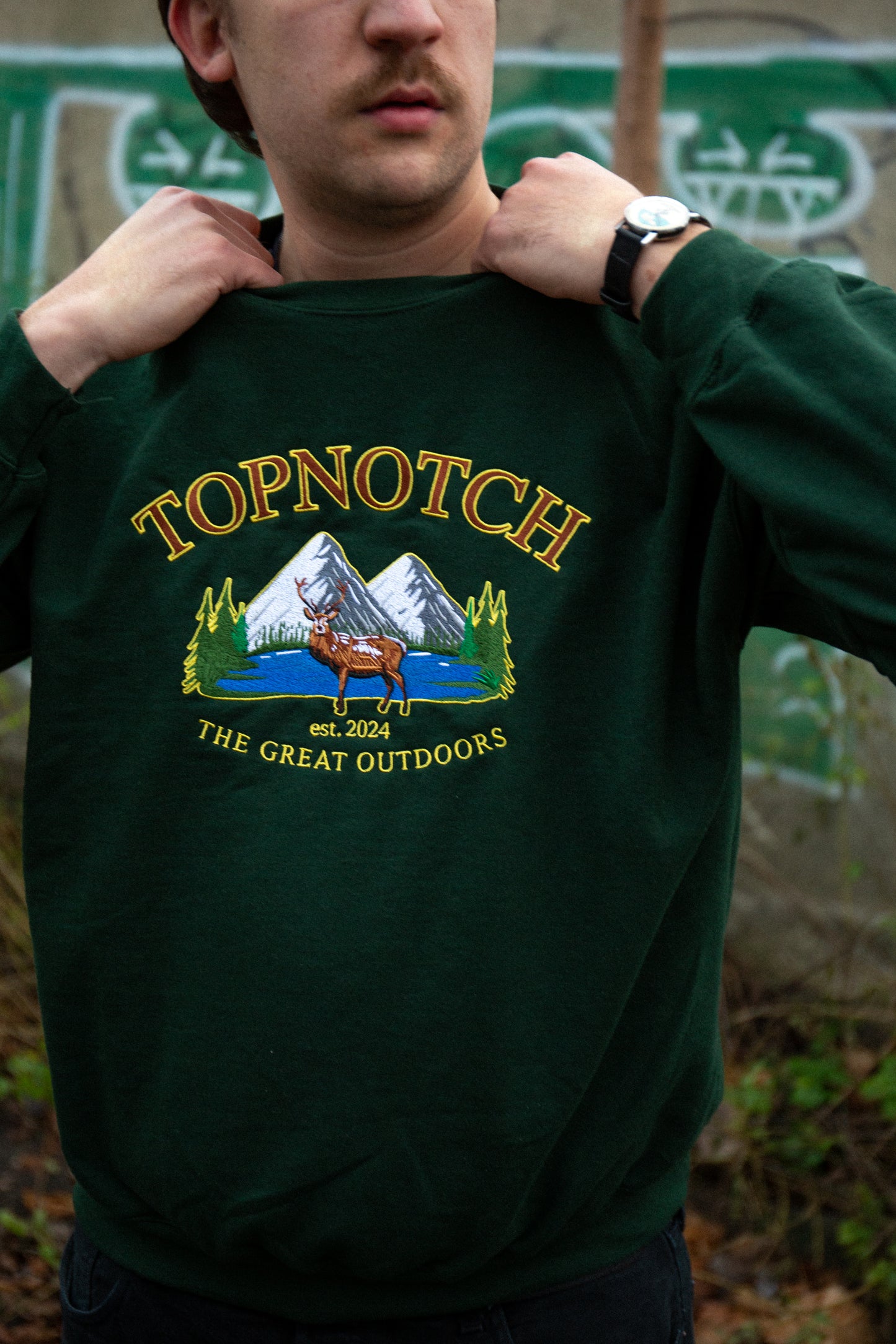 Vintage Sweater Deer Forest Green