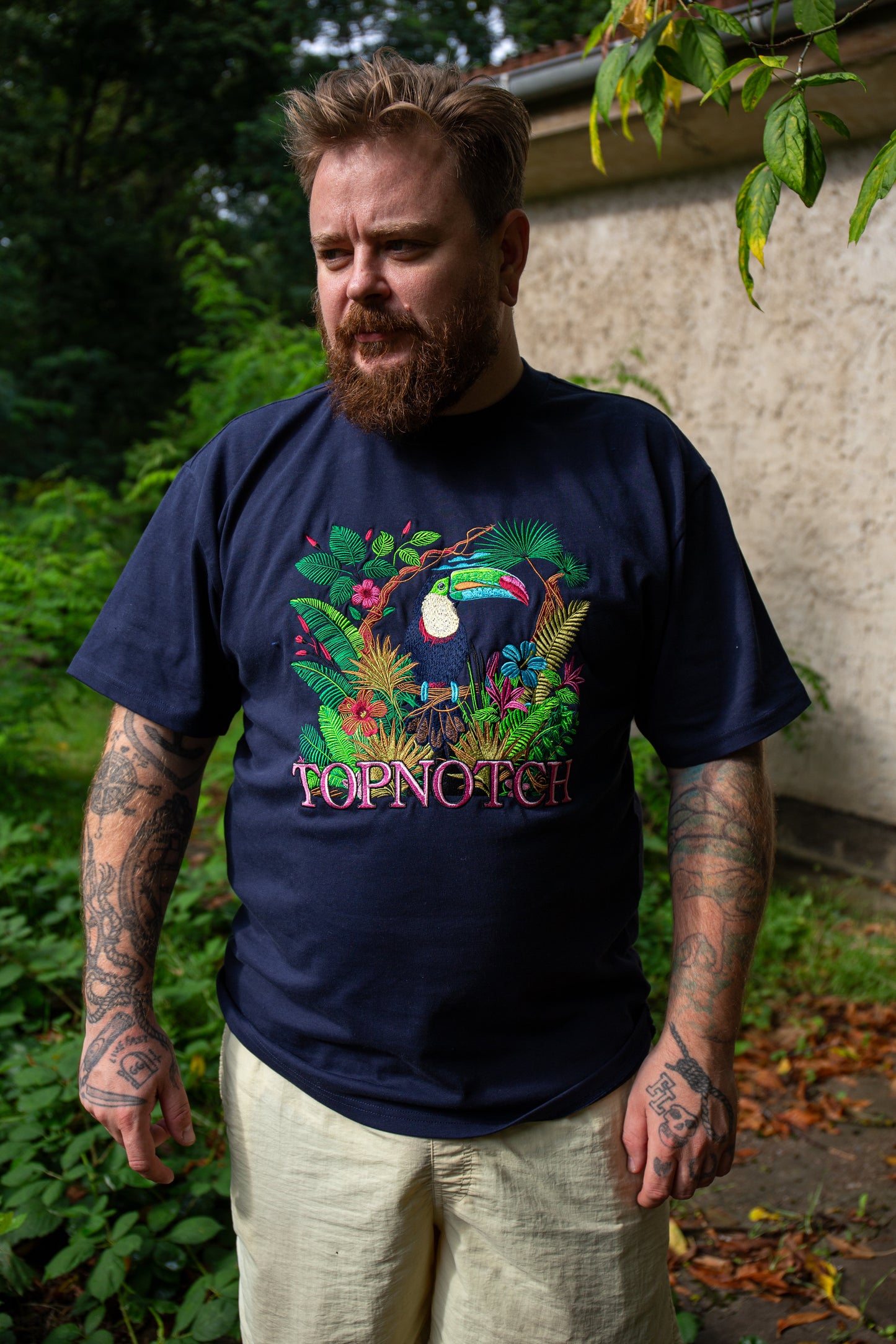 Topnotch Embroidery Safari Tukan  Heavy T-Shirt Navy