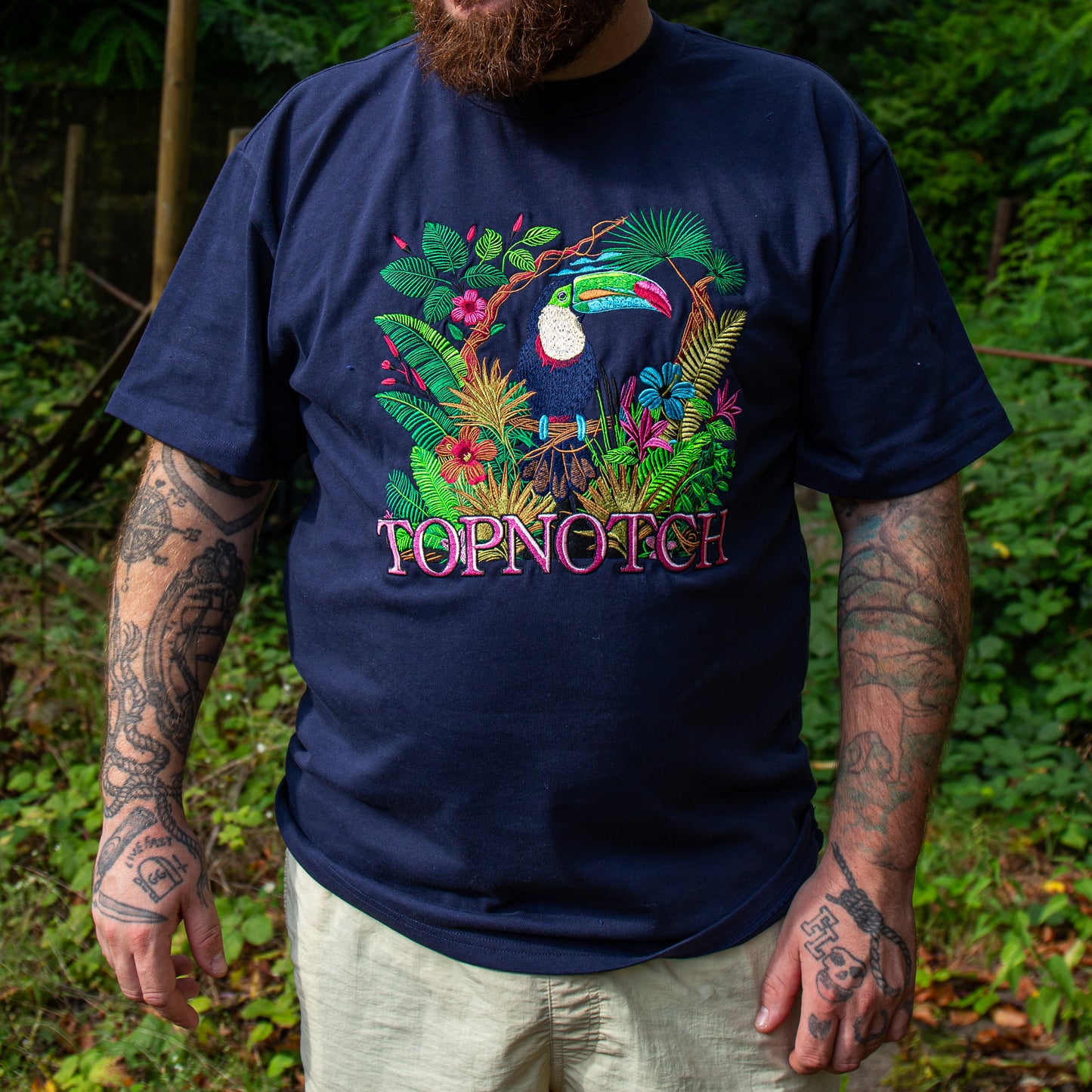 Topnotch Embroidery Safari Tukan  Heavy T-Shirt Navy