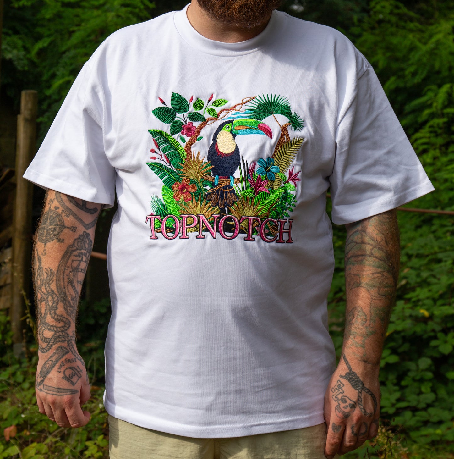 Topnotch Embroidery Safari Tukan  Heavy T-Shirt White